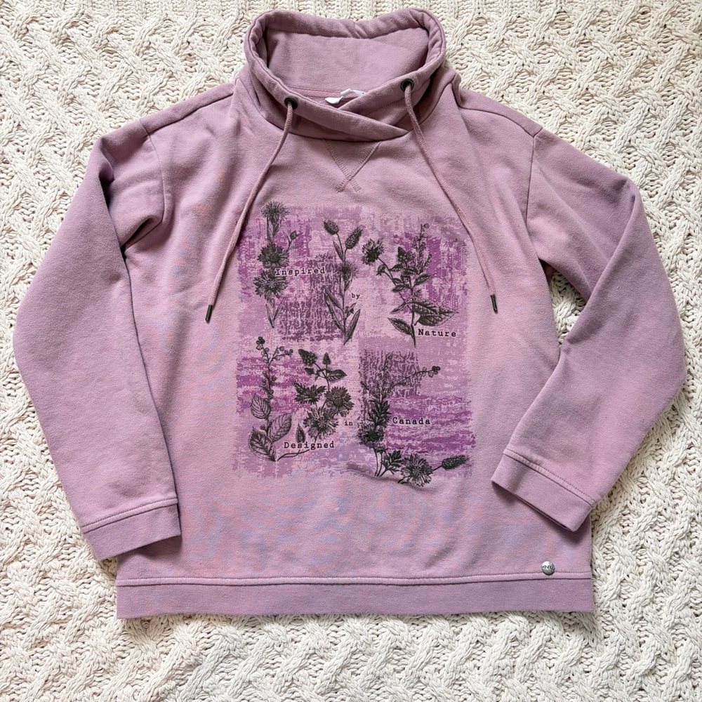 Northern Reflections Sweater - Cowl Neck Draw String Floral Pattern Sweater